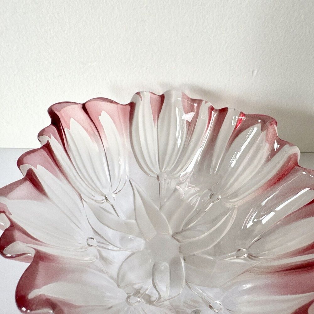 Mikasa Pink & White Crystal tulips‎ Pink Collection 7 inch bowl Decor Glass ￼￼ - Picture 11 of 14